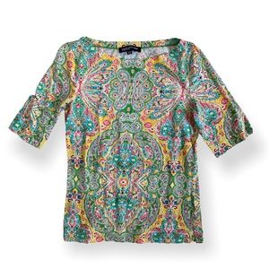 Jones New York Paisley 3/4 Sleeve Soft Top